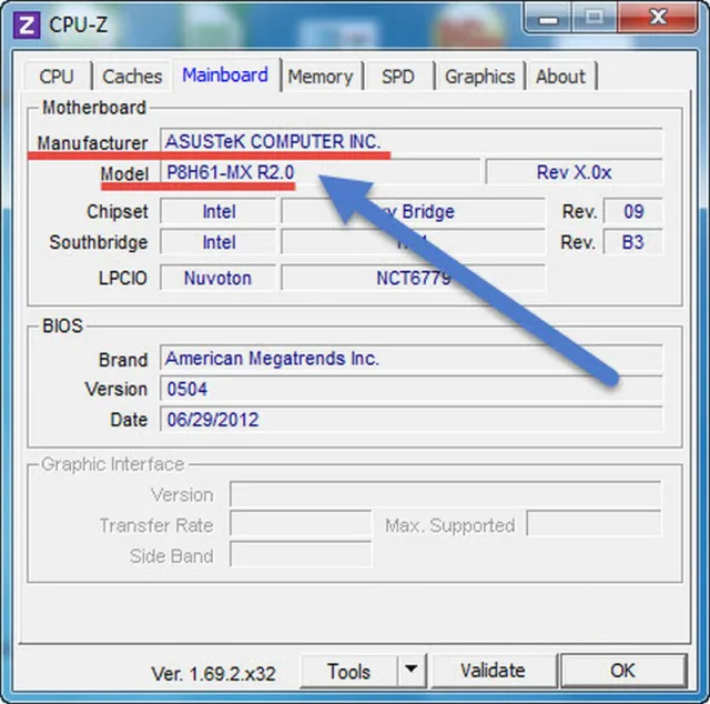 Использование программы CPU-Z для определения модели материнской платы