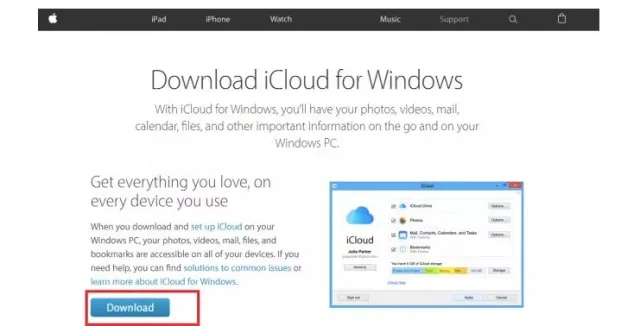 Скачивание программы iCloud для Windows
