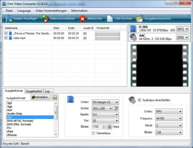 Интерфейс Free Video Converter