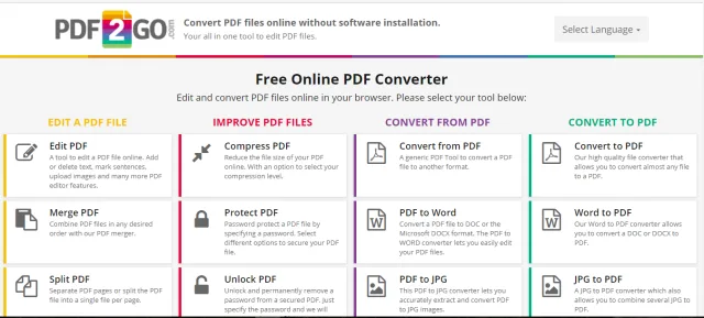 Сервис pdf2go