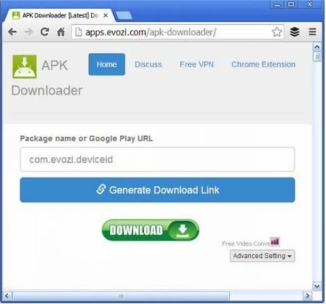 Заходим на веб-сайт Evozi Apk Downloader