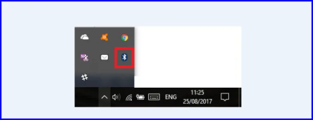 Активный значок «Bluetooth» на панели задач