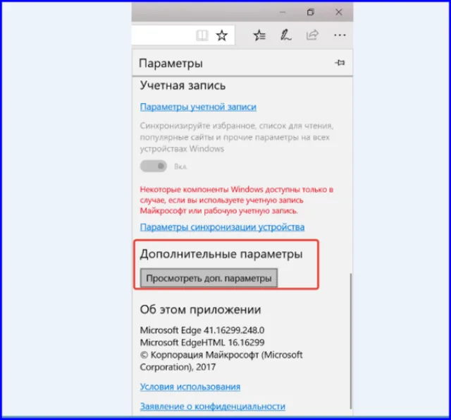 Щелкаем на кнопку «Просмотреть доп. параметры»