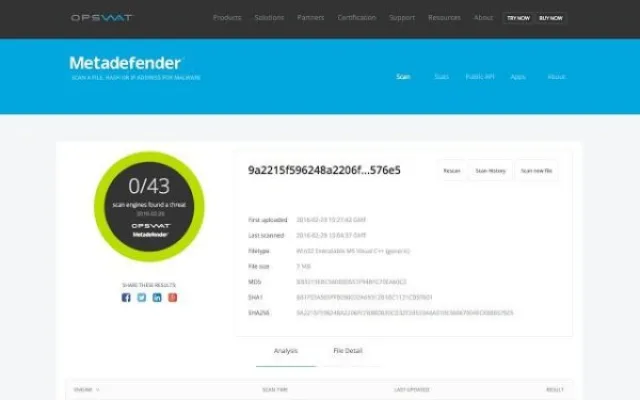 Веб-сайт Metadefender