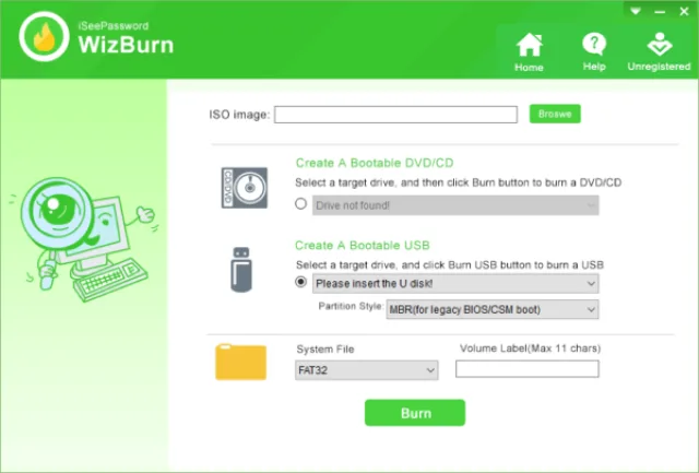 Интерфейс программы WizBurn