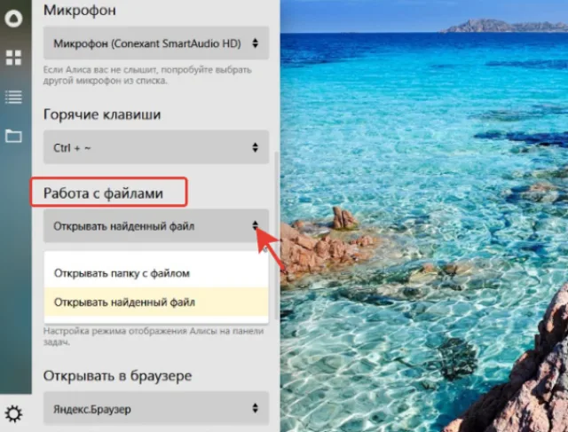 В опции «Работа с файлами» выбираем удобный вариант