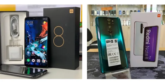 2 разные модели смартфонов Xiaomi Mi 8 и Xiaomi Mi 8 Pro