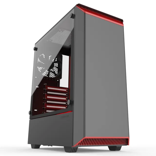 Phanteks Eclipse P300 Tempered Glass Black/Red