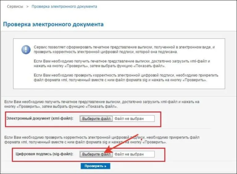 В нижней части окна выбираем параметр «Цифровая подпись (sig-файл)», щелкаем по кнопке «Выберите файл»