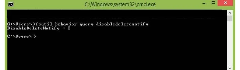 Вводим команду fsutil behavior query disabledeletenotify