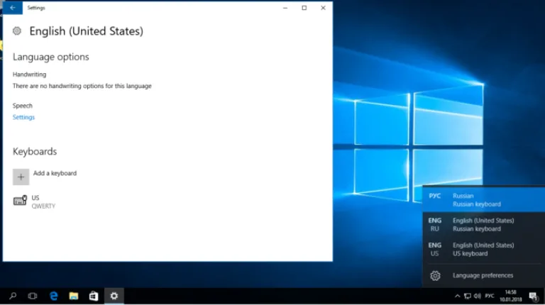 Как удалить язык из языковой панели Windows 10