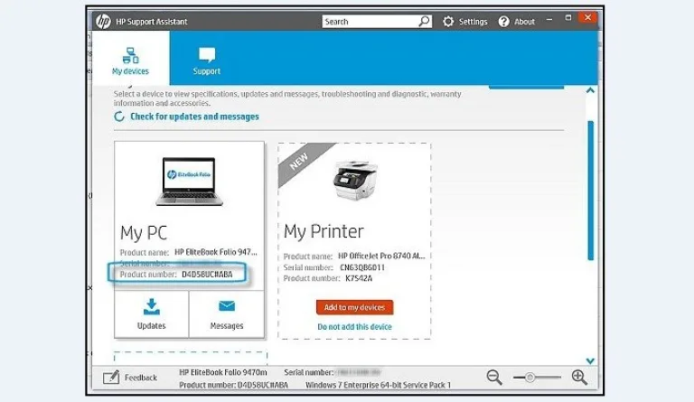 В программе HP Support Assistant находим информацию о нашем ноутбуке