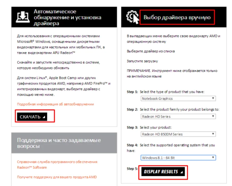 Выбираем один из 2-х вариантов, во втором случае нужно заполнить все поля и нажать «Display Results»