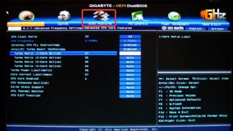 Открываем вкладку «BIOS Features»