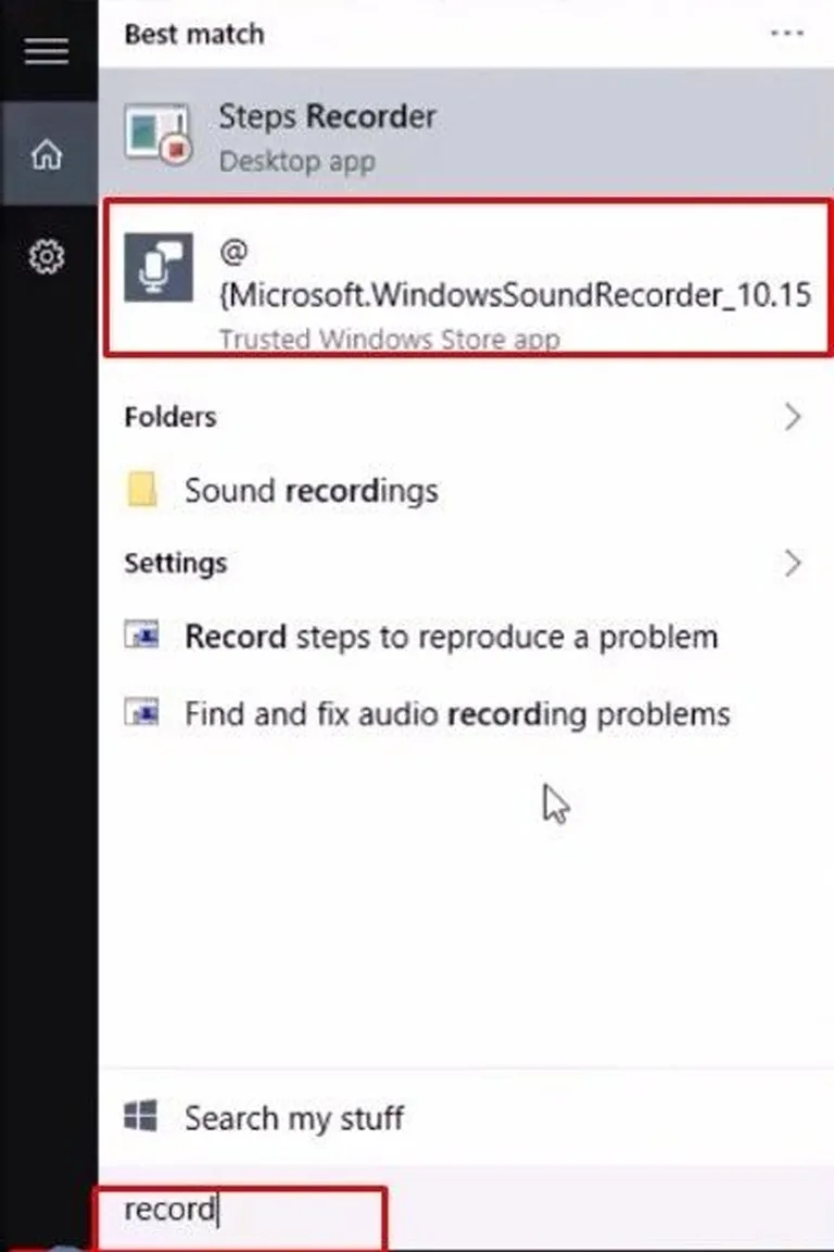 Вводим в строке поиска «Recorder», выбираем «Microsoft.WindowsSoundRecorder»