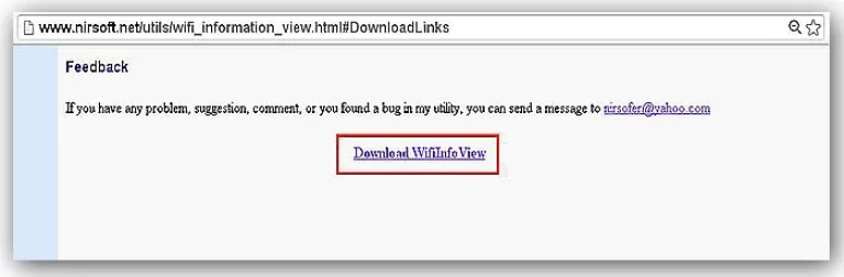 Нажимаем на ссылку для скачивания «Download WifiInfoView»