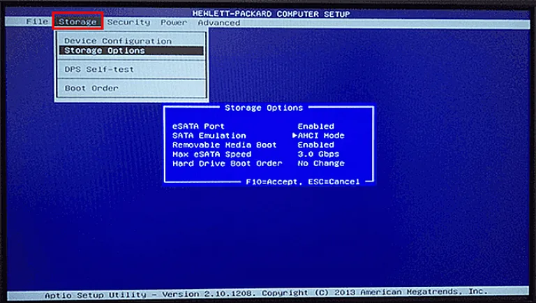 Открываем вкладку «Storage»