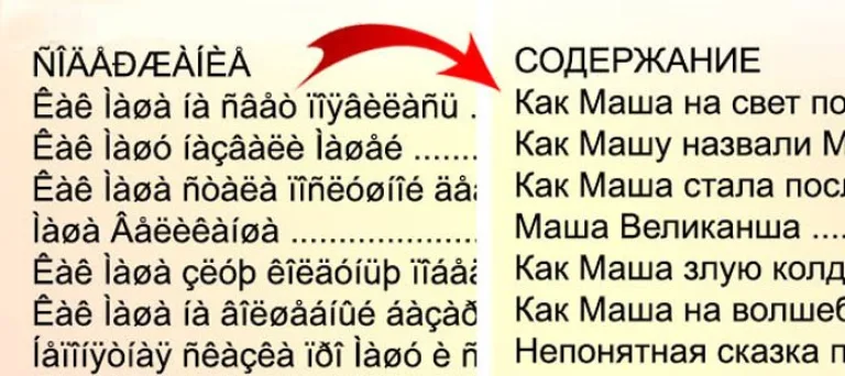 При открытии документа, сохраненного одним типом кодировки, в другом формате кодировки невозможно будет прочитать