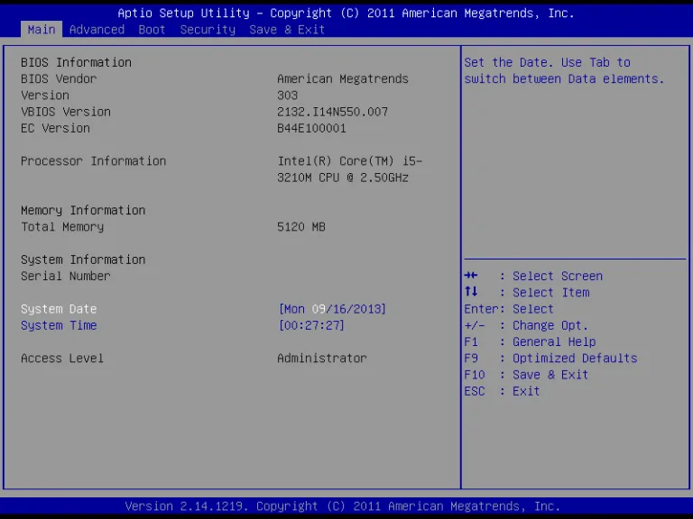 BIOS версии American Megatrends, Inc.