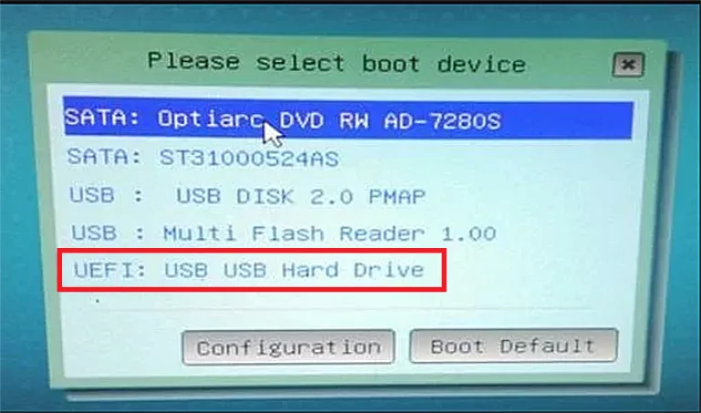 Выбираем пункт с названием «UEFI»