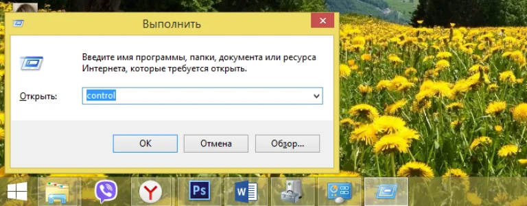 Нажимаем клавиши «Win+R», печатаем «control», нажимаем по «ОК»