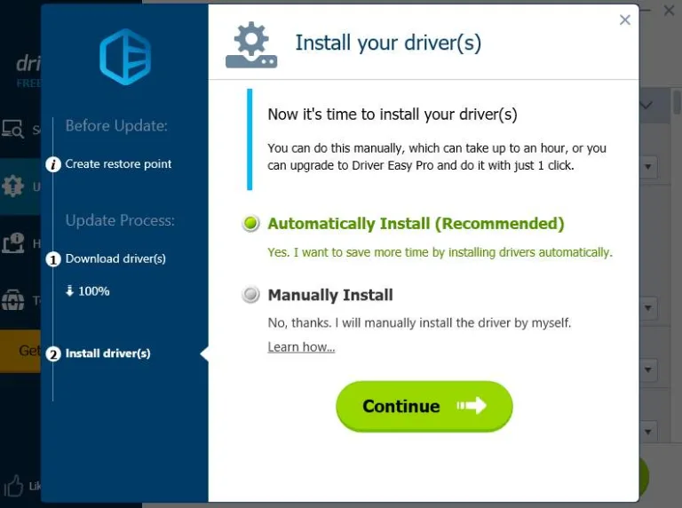 Отмечаем вариант «Automatically Install (Recommended)» и нажимаем «Continue»