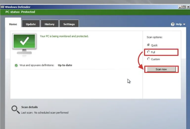 Переставляем указатель сканирования из «Quick» в «Full» и нажимаем «Scan Now»