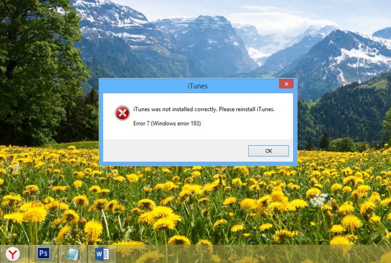 При инсталляции iTunes иногда появляется «Ошибка 7 (Ошибка Windows 193)»