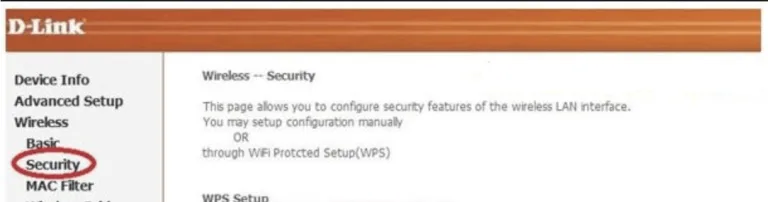 Раскрываем раздел «Wireless», затем подраздел «Security»