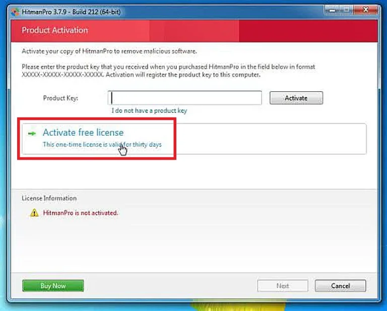 Щелкаем по ссылке «Activate free license»