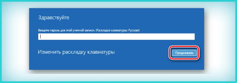Вводим пароль учетной записи и нажимаем «Продолжить»