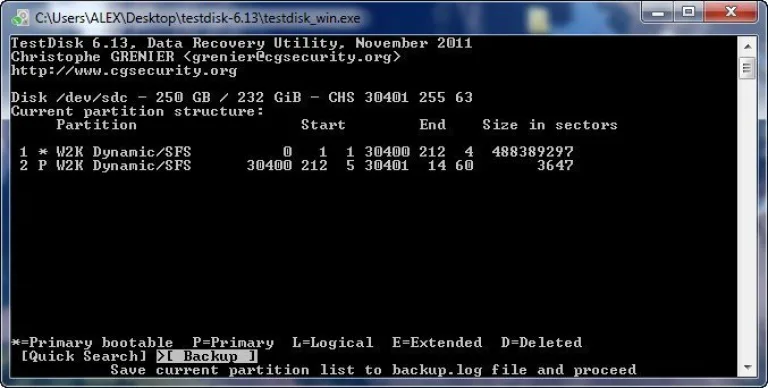 Выбираем «Backup»