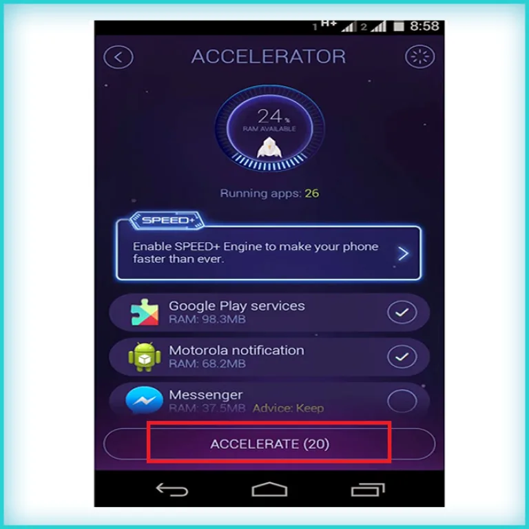 Жмем по кнопке «Accelerate»