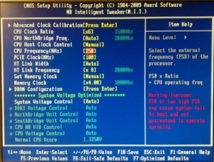 Интерфейс BIOS Setup