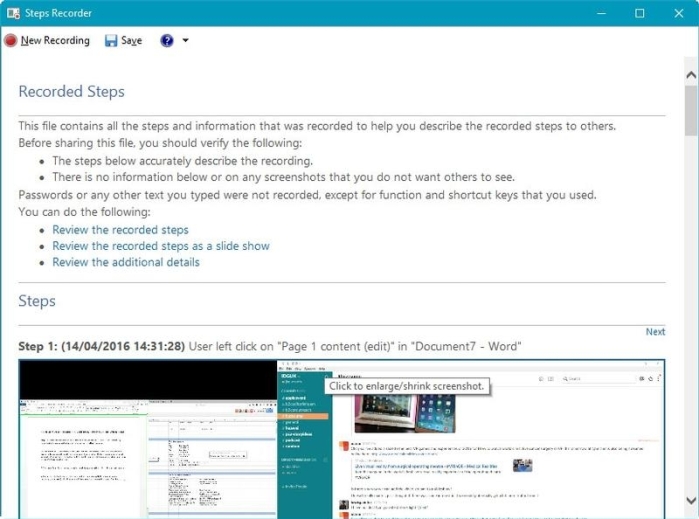 Steps Recorder был встроен в Windows с Windows 7