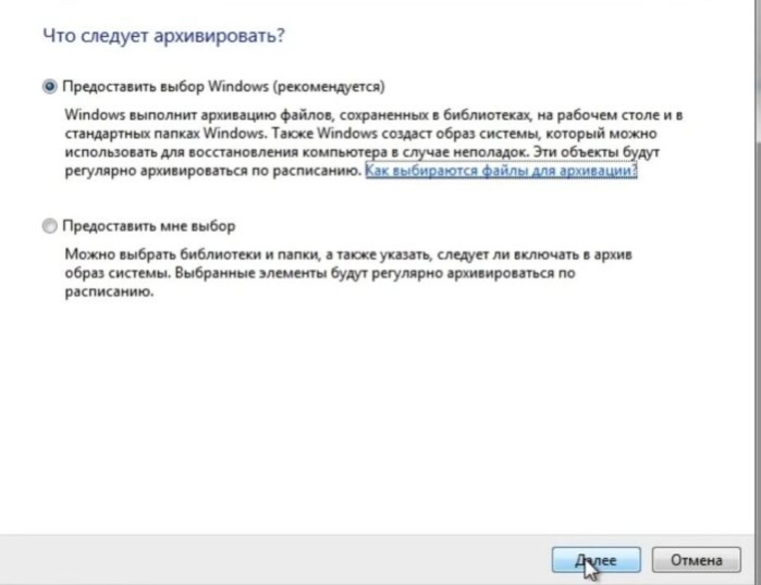 Щелкаем на пункт «Предоставить выбор Windows», нажимаем «Далее»