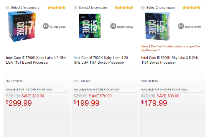 Примерная стоимость Intel Core i5 и i7