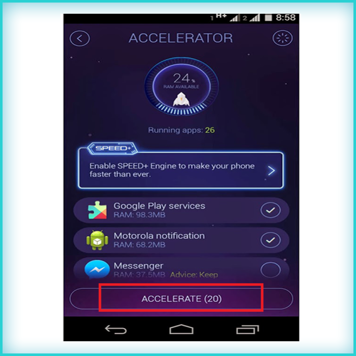 Жмем по кнопке «Accelerate»