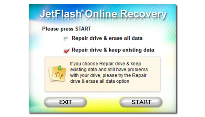 Ставим галочку на пункте «Repair drive & erase all data»