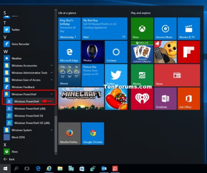 Находим «Windows Power Shell» в поиске на «Панели инструментов»
