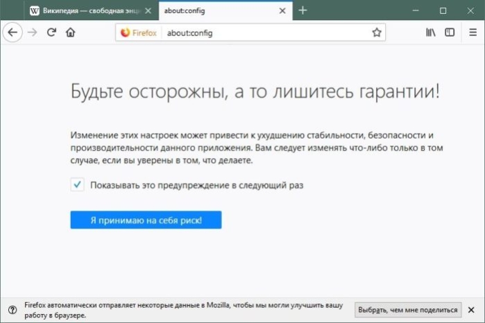 Нажимаем на кнопку «Я принимаю на себя риск!»