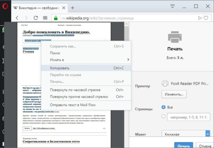 Выделяем текст, копируем нажатием клавиш «Ctrl+C» или правым кликом мыши, выбираем «Копировать»