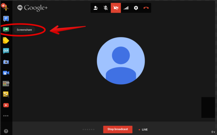 Нажимаем «Screenshare»