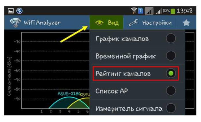 Щелкаем по кнопке «Вид» и выбираем «Рейтинг каналов»