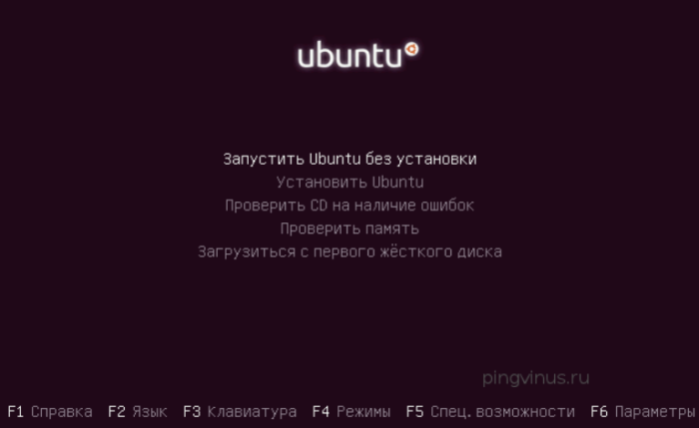 Выбираем вариант «Запустить Ubuntu без установки»