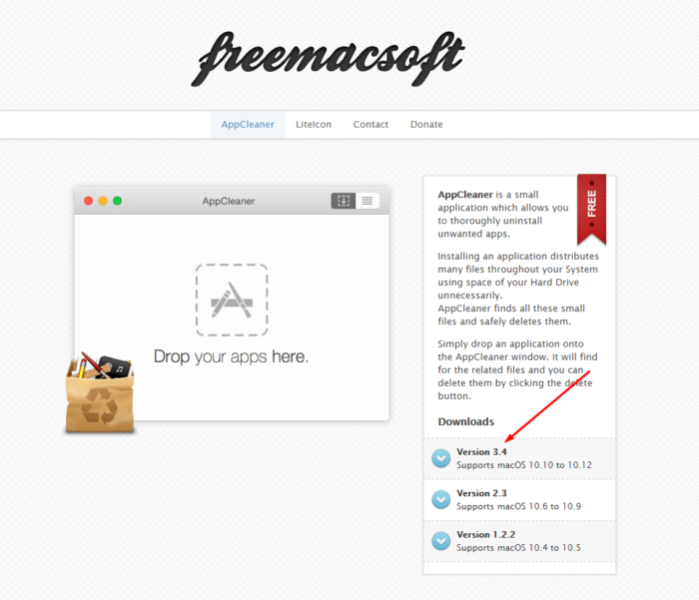 Переходим на сайт разработчика и скачиваем программу AppCleaner