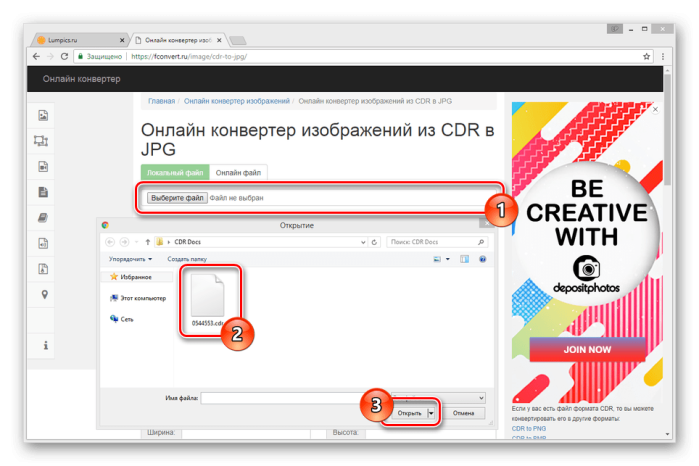 Заходим на официальный сайт, кликаем на «Выбрать файл»