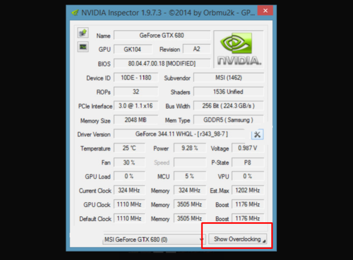 Нажимаем на кнопку «Show Overclocking»