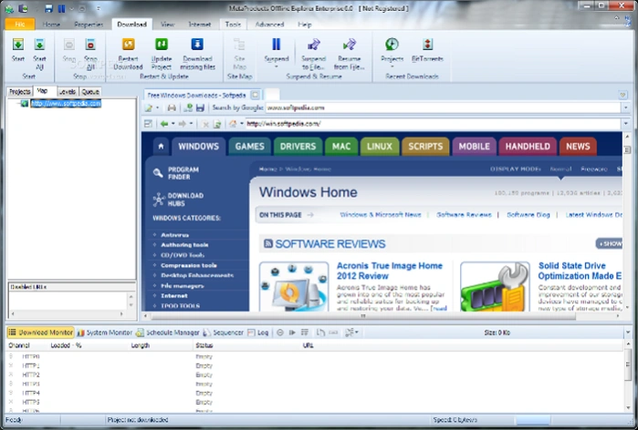 Интерфейс программы Offline explorer Pro