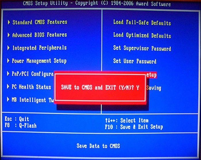Нажимаем на «Save and Exit Setup» и жмём Y